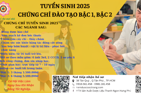 TUYỂN SINH 2025 CHỨNG CHỈ ĐÀO TẠO BẬC 1, BẬC 2